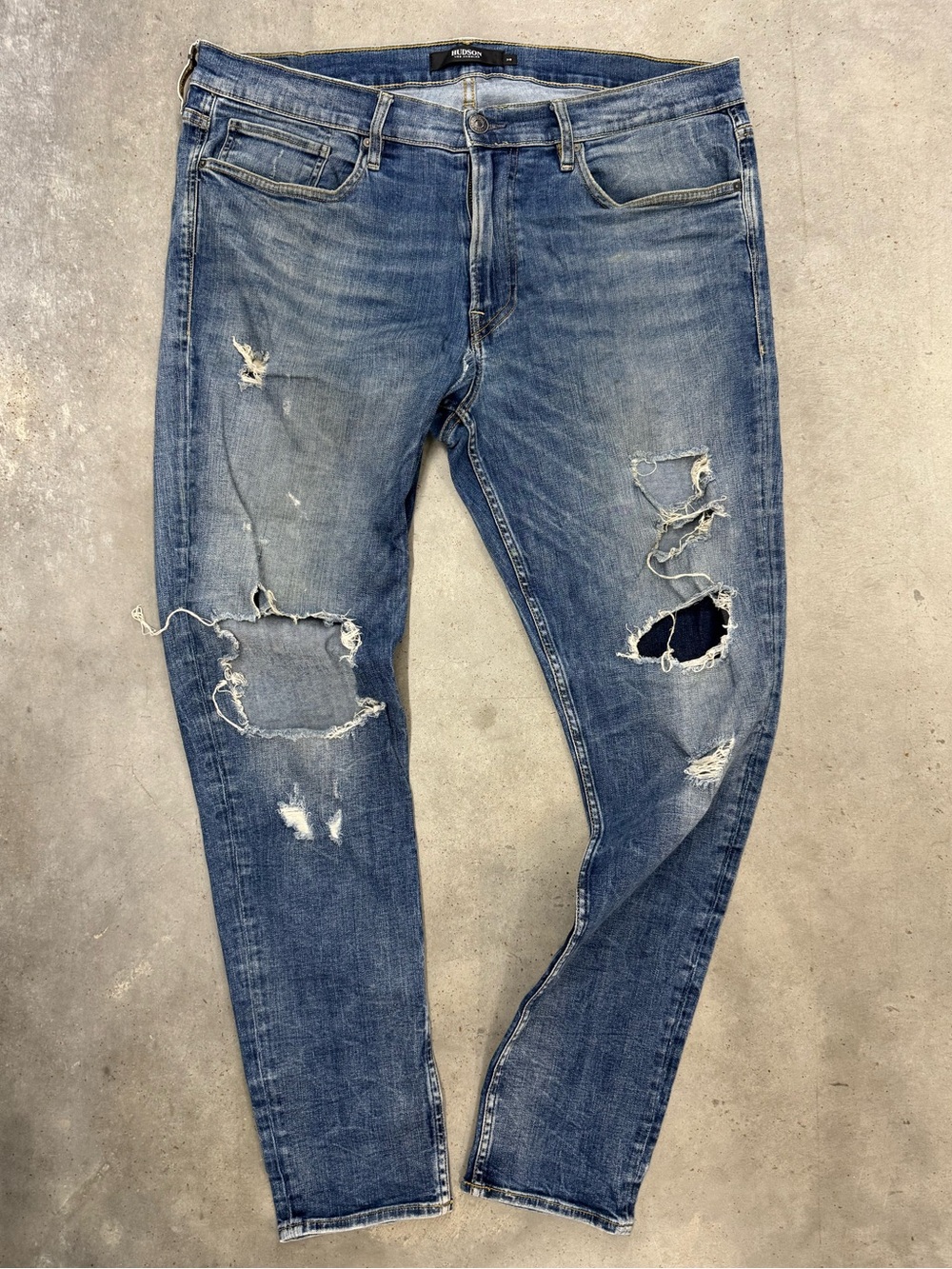 Hudson Men’s Distressed Skinny Jeans Size 38 Blue Denim